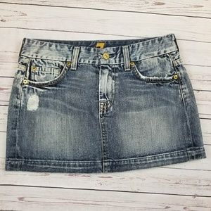 🍁7FAM DISTRESSED JEAN SKIRT